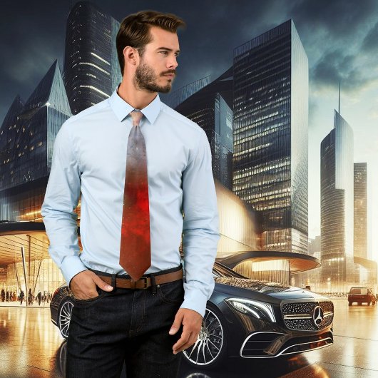 情熱的な赤宇宙抽象芸術アートタイ ネクタイ