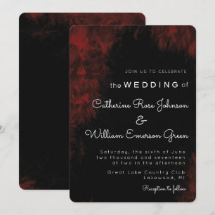 情熱的モダンな赤のnブラック結婚式招待状 招待状