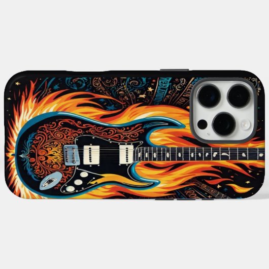 情熱的鮮やかなディスプレイで燃え上がるギター Case-Mate iPhoneケース (裏面 (横))