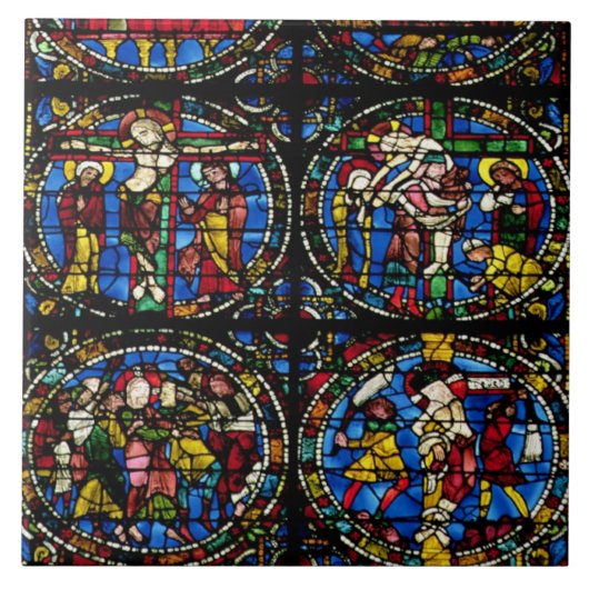 情熱、西の正面の尖頭アーチ窓、12t タイル (正面)