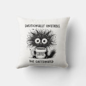 情緒不安定だがカフェイン入りおもしろい猫 クッション (裏面)