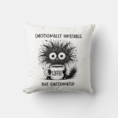 情緒不安定だがカフェイン入りおもしろい猫 クッション (正面)