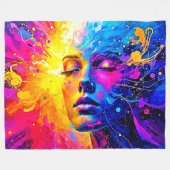 情緒放射能ポートレート フリースブランケット (正面(横))