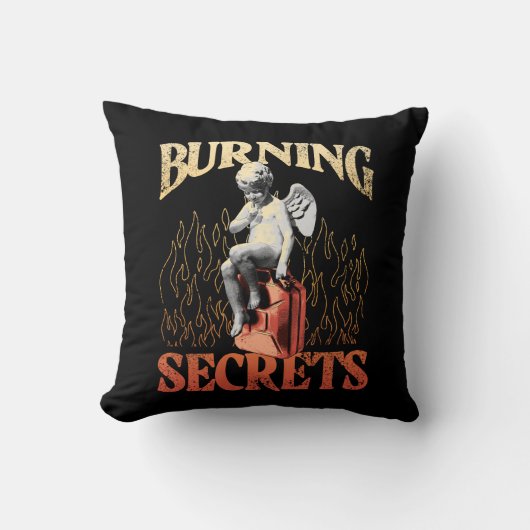 情緒的な火の装飾枕 – 燃える秘密 クッション (正面)