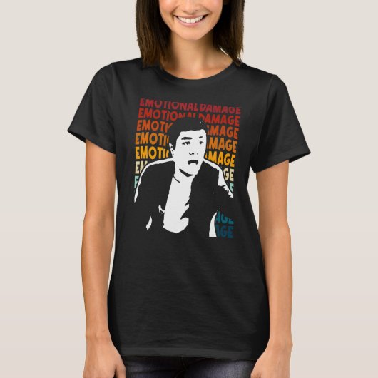 情緒的損傷ミーム文字繰り返しアジア人男silhou tシャツ (正面)