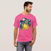 惑星おもしろいがボウリングをする人、 クリケットの投手のためにスキットルボーリング Tシャツ (正面フル)