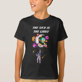 惑星おもしろいの気球を持つ宇宙飛行士 Tシャツ