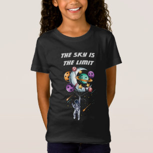 惑星おもしろいの気球を持つ宇宙飛行士 Tシャツ