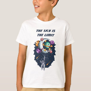 惑星おもしろいの気球を持つ宇宙飛行士 Tシャツ