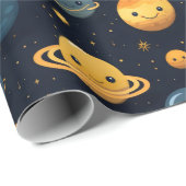 惑星おもしろい宇宙パターン ラッピングペーパー (ロールコーナー)