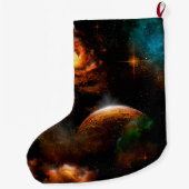惑星および星が付いている素晴らしい宇宙 ラージクリスマスストッキング (裏面)