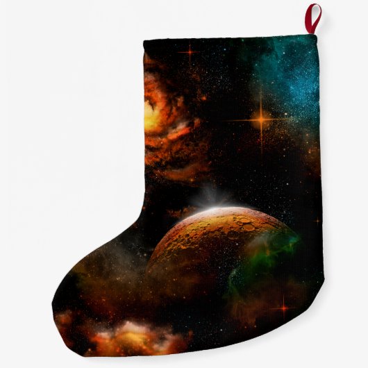 惑星および星が付いている素晴らしい宇宙 ラージクリスマスストッキング (裏面)