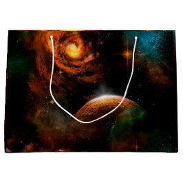 惑星および星が付いている素晴らしい宇宙 ラージペーパーバッグ