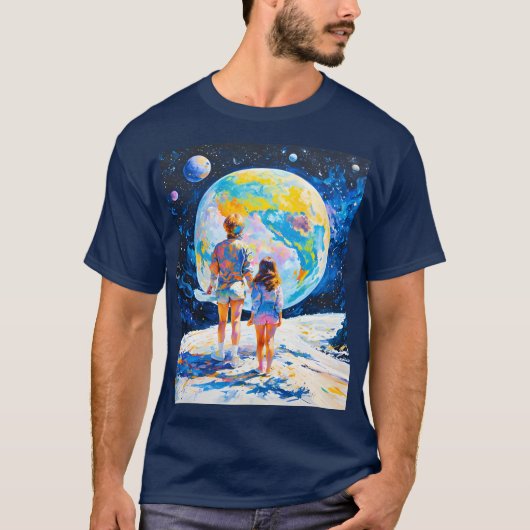 惑星が別の上にいる間に見ること Tシャツ (正面)
