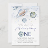 惑星が最初に太陽のまわりにの1番目の誕生日を旅行 招待状 (正面)