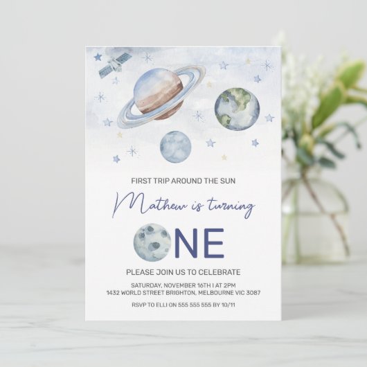 惑星が最初に太陽のまわりにの1番目の誕生日を旅行 招待状 (スタンド正面)