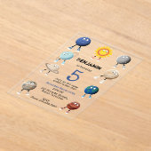 惑星とシステム太陽の子供の誕生日 アクリル招待状 (レイダウン)