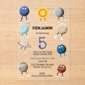 惑星とシステム太陽の子供の誕生日 アクリル招待状 (正面)