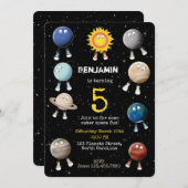惑星とシステム太陽の子供の誕生日 招待状 (正面/裏面)