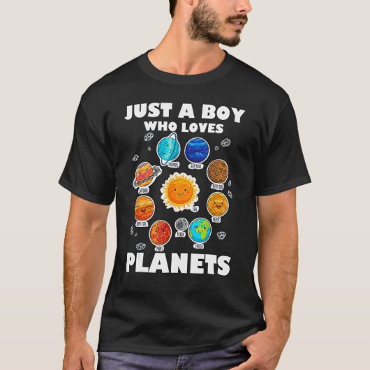 惑星とシステム宇宙を愛する太陽の少年 Tシャツ (正面)