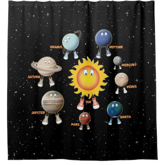 惑星とシス太陽のテム シャワーカーテン (正面)
