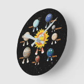 惑星とシス太陽のテム ラウンド壁時計 (傾斜)