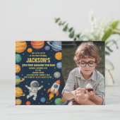 惑星とロケットの誕生日招待状 招待状 (スタンド正面)