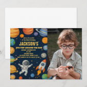 惑星とロケットの誕生日招待状 招待状 (正面/裏面)