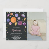 惑星とロケット船誕生日招待状 招待状 (正面)