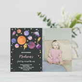 惑星とロケット船誕生日招待状 招待状 (スタンド正面)