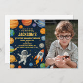 惑星とロケット誕生日招待状 招待状 (正面/裏面)