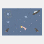 惑星とロケット、宇宙外包紙 ラッピングペーパーシート (正面2)