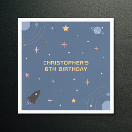 惑星とロケット、宇宙空間誕生日ナプキン スタンダードカクテルナプキン
