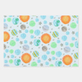 惑星と太陽の青い最初の旅の誕生日 ラッピングペーパーシート (正面2)