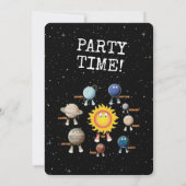 惑星と太陽系の子供の誕生日パーティー 招待状 (裏面)