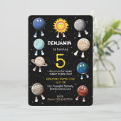 惑星と太陽系の子供の誕生日パーティー 招待状 (スタンド正面)