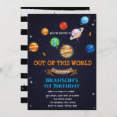 惑星と宇宙銀河の誕生日テーマ 招待状 (正面/裏面)