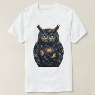 "惑星と星が輝くコズミックギャラクシー風ハンガリー梟 Tシャツ