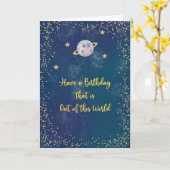 惑星と星との世界誕生日から カード (黄色い花)