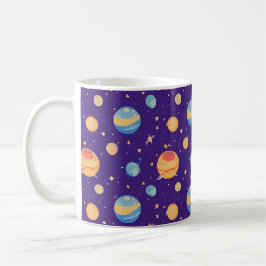 惑星と星のカラフルな宇宙パターン コーヒーマグカップ