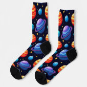 惑星と星のパターン ソックス (左)