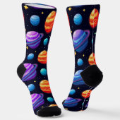惑星と星のパターン ソックス (傾斜あり)