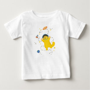 惑星と星の中のヘルメットをかぶった宇宙猫 ベビーTシャツ