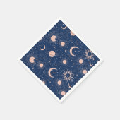 惑星と星パターン スタンダードカクテルナプキン (角)