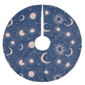惑星と星パターン ブラッシュドポリエステルツリースカート (正面)