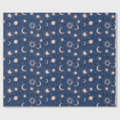 惑星と星パターン ラッピングペーパー (フラット)