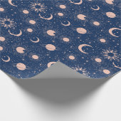 惑星と星パターン ラッピングペーパー (角)
