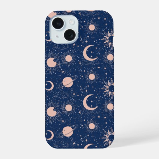 惑星と星パターン iPhone 15ケース (裏面)
