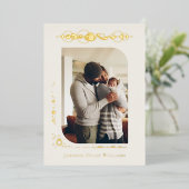 惑星と星〔占星術の〕十二宮図 |タウロスの誕生のお知らせ 箔招待状 (立ち正面)