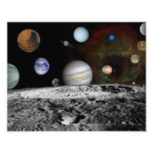 惑星と木星の月のモンタージュ フォトプリント